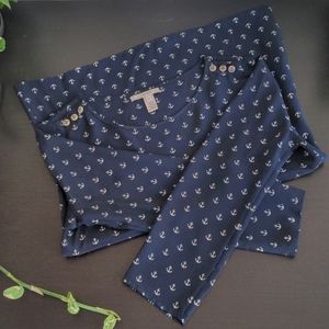 J. Crew | Scoopneck Silk Blouse in Anchors Aweigh Size 0